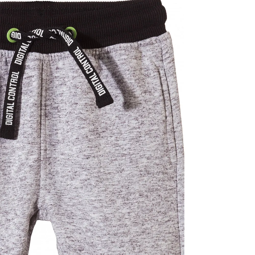 51015 Digital Print Textured Grey Fleece Trouser 3594