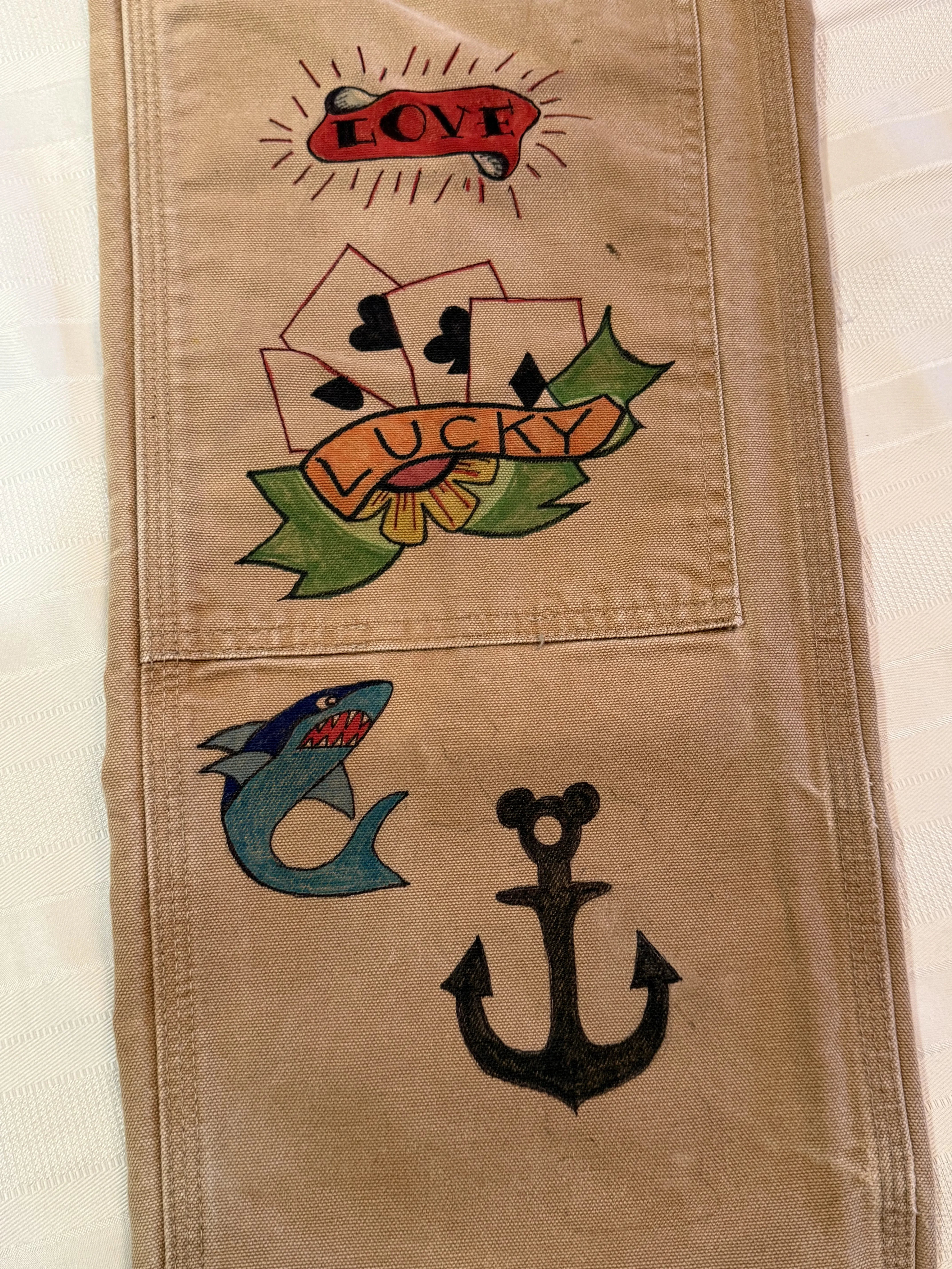 7. Tattoo Carhartt Pants- 30x31- Vintage hand drawn double knee pants