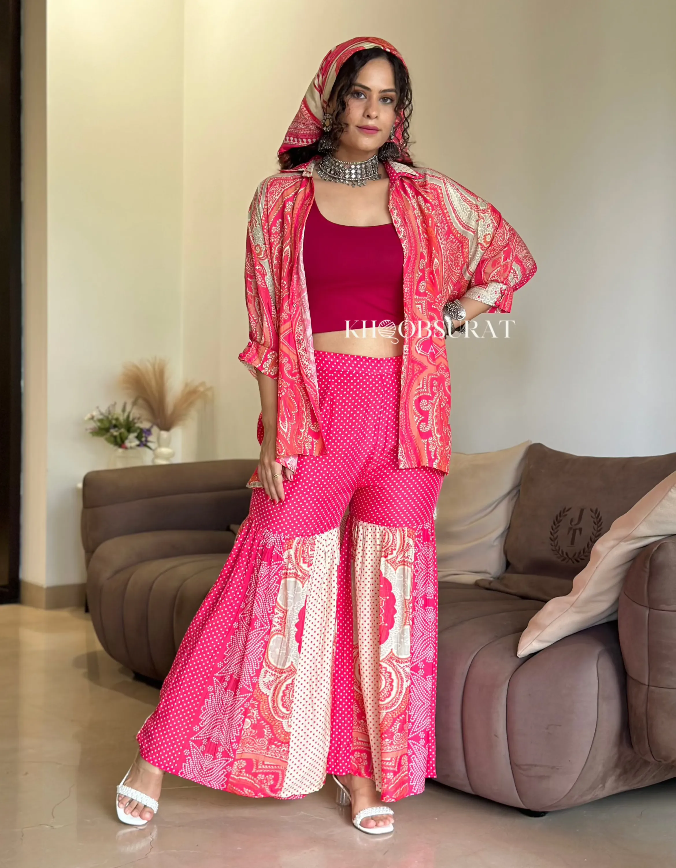 Beauty In Pink Kaftan Coord Set