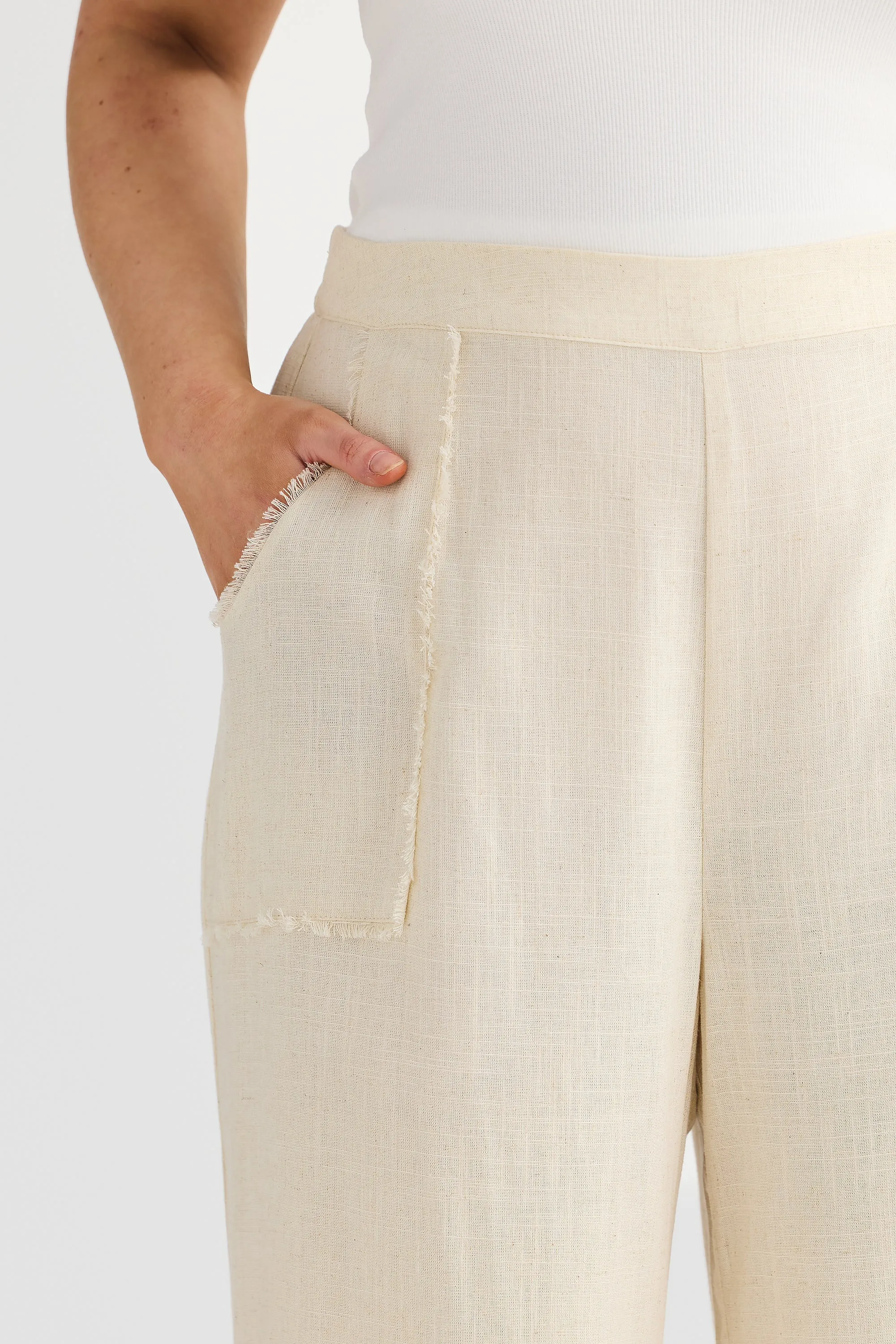 Fray Wide Leg Pants - Birch