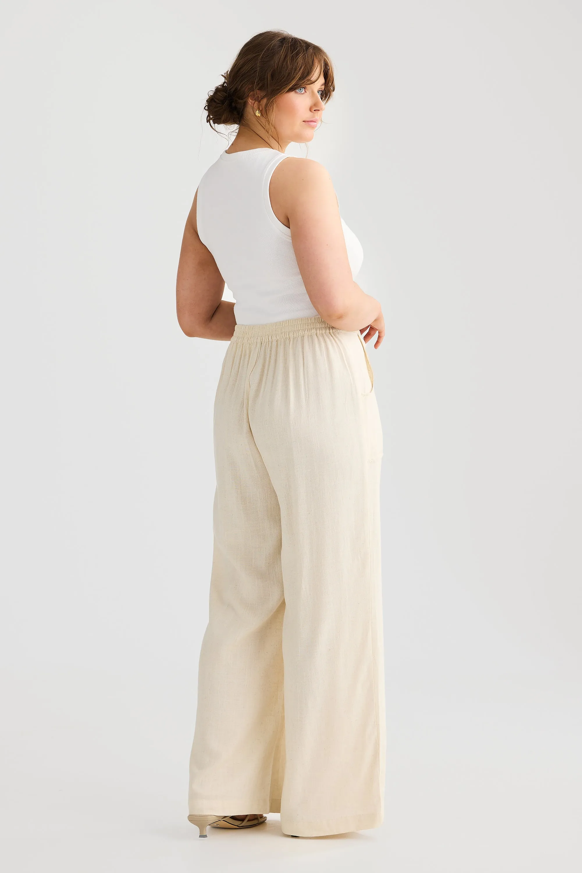Fray Wide Leg Pants - Birch