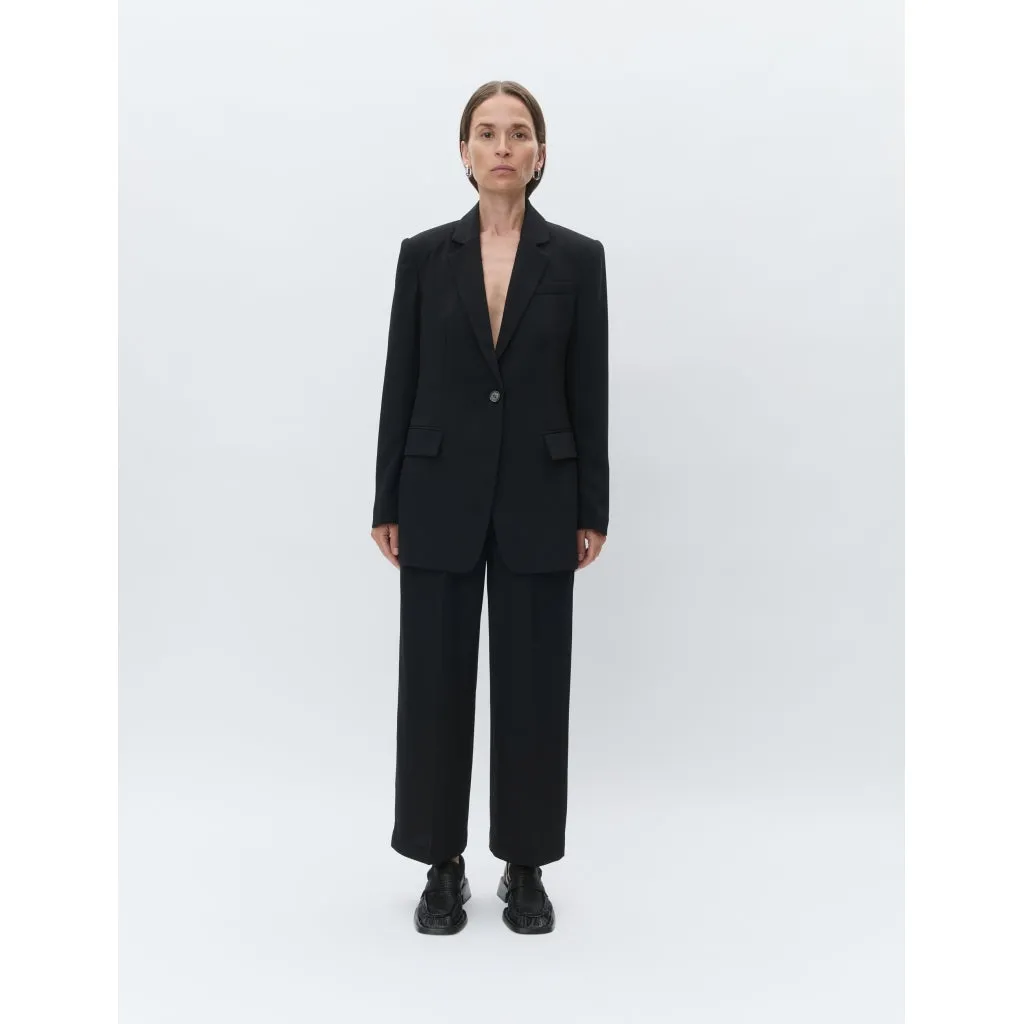 Jonah Classic Gaberdine Black Cropped Trousers