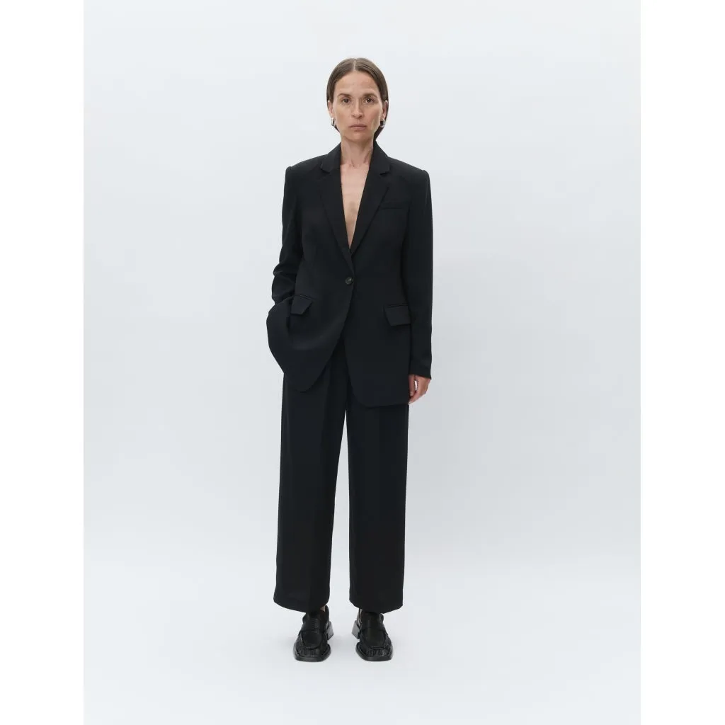 Jonah Classic Gaberdine Black Cropped Trousers