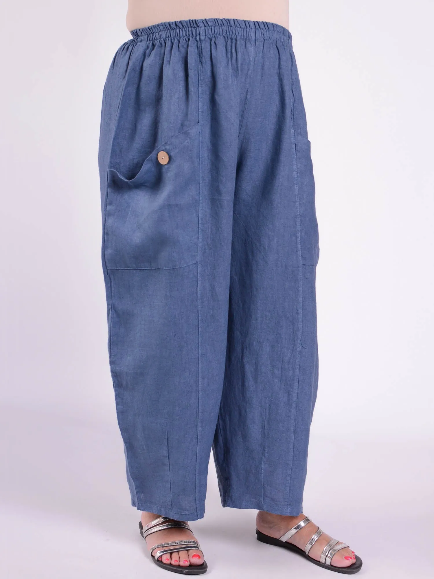 Lagenlook Heavy Linen Deep Pocket Trousers - 9461
