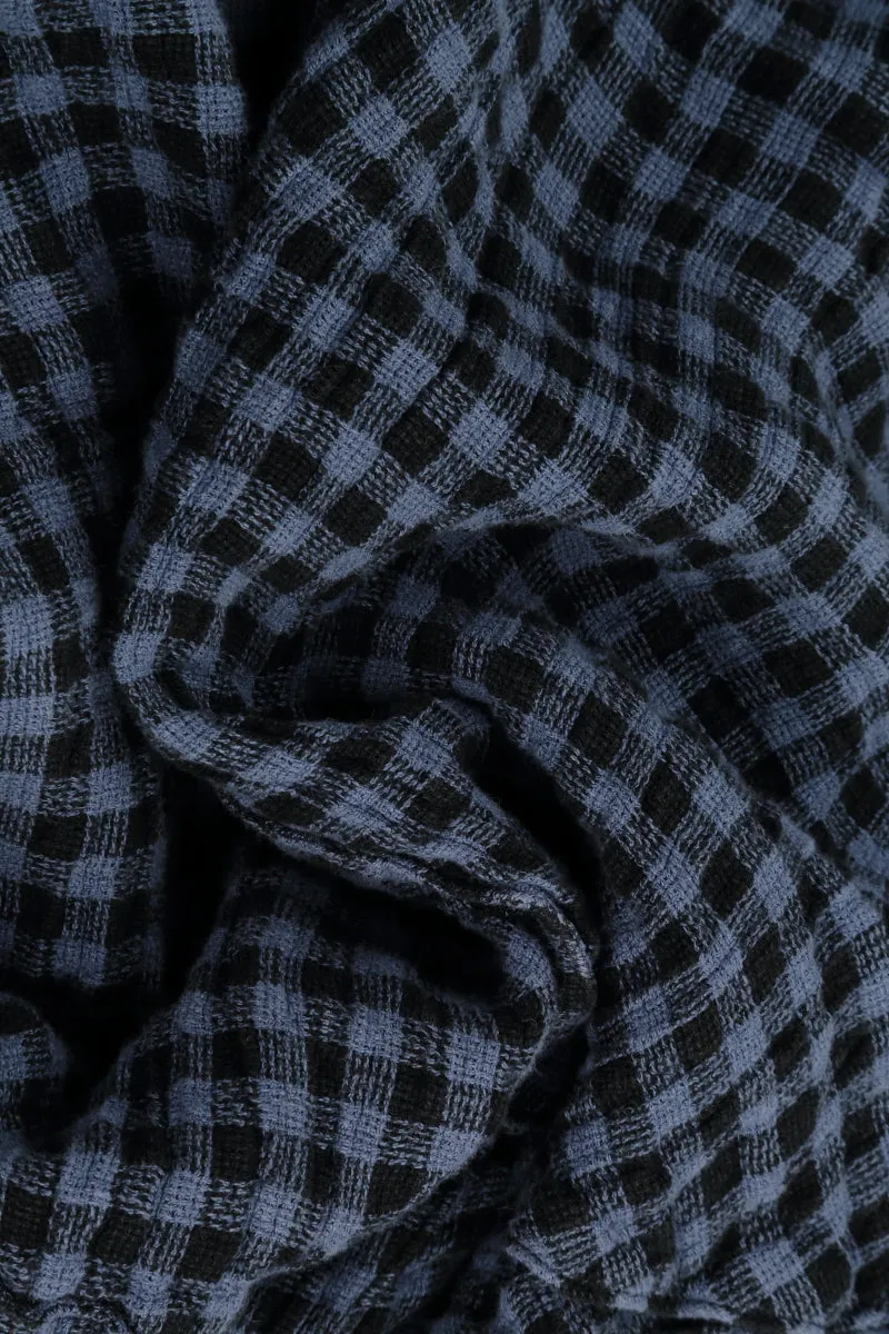 Loose Blue Nova Check Linen Trousers