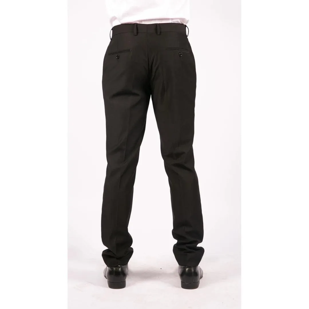 Mens Soft Cotton Feel Smart Formal Trousers Regular Length Tailored Smart