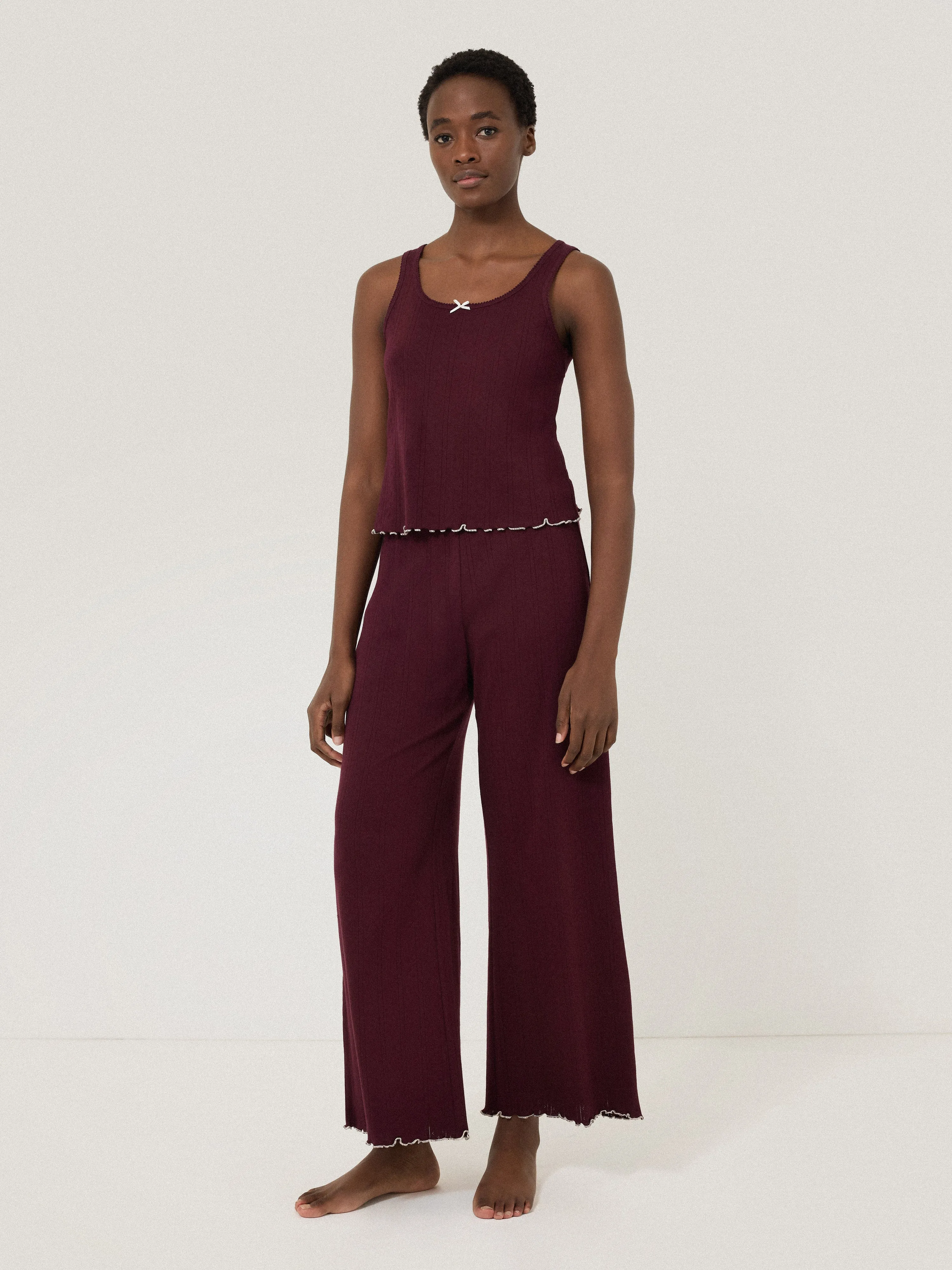 Pointelle Pyjama Trousers | Burgundy