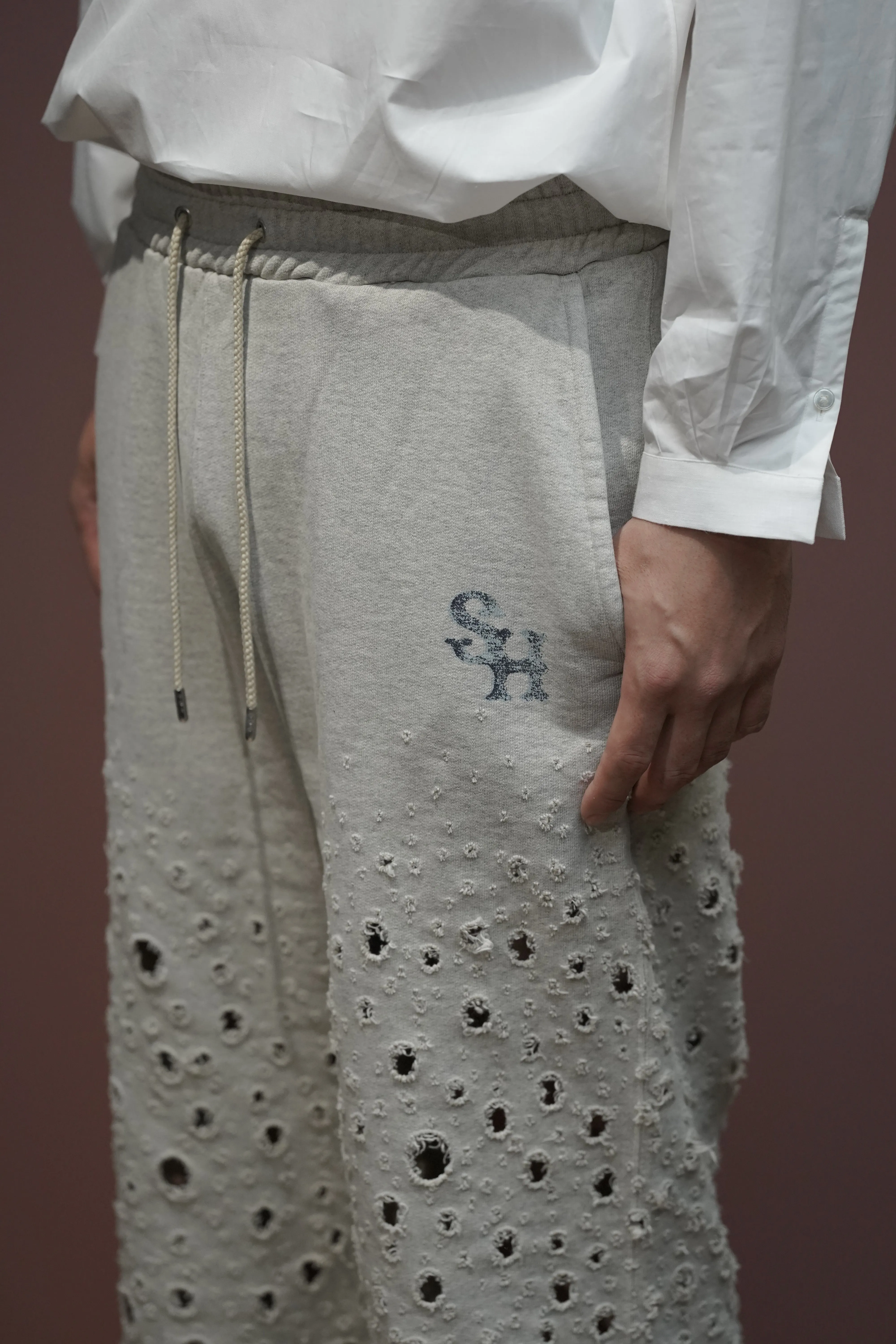 SUGARHILL CRASHED SWEAT TROUSERS (HEATHER GRAY)