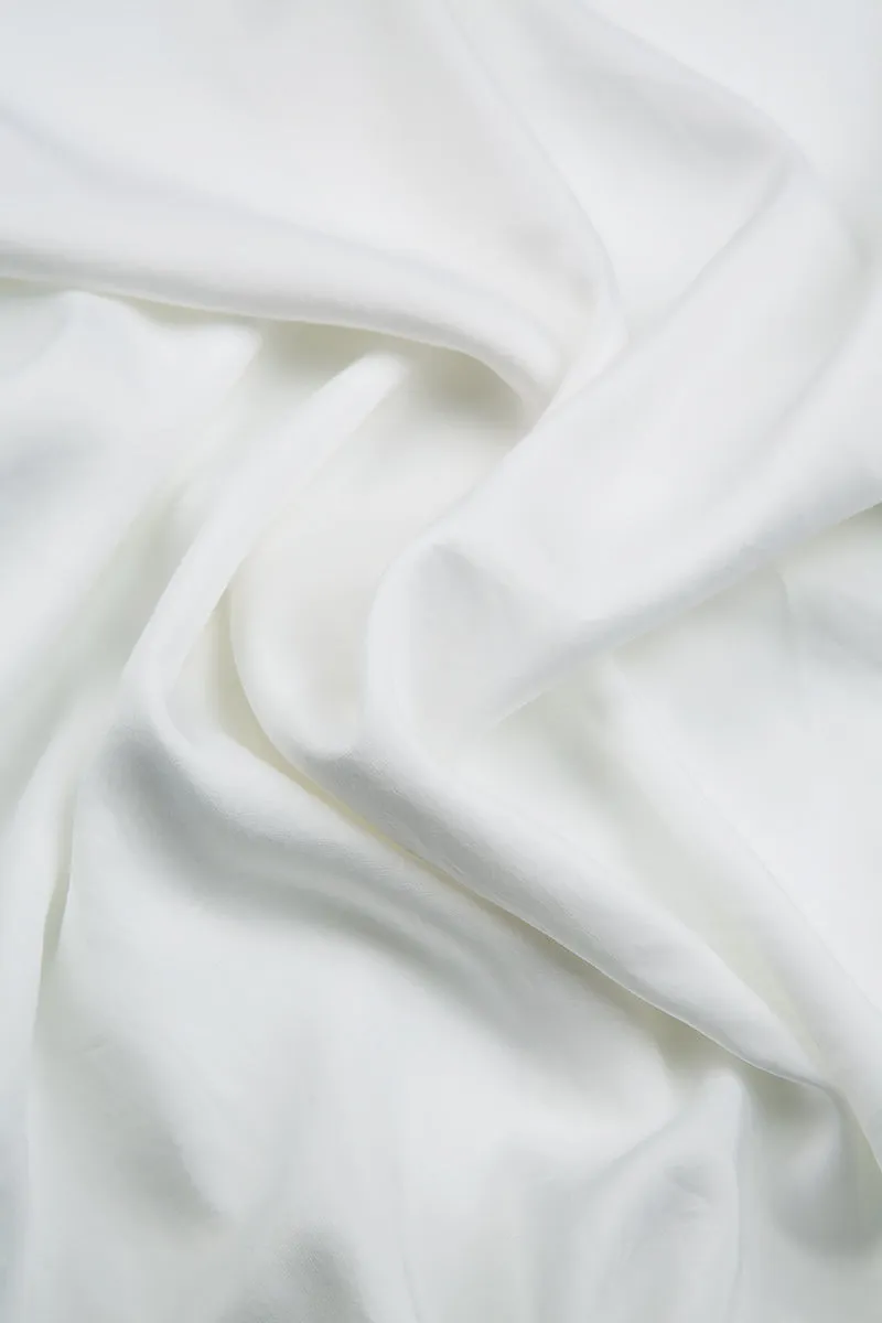 Wide White Silk Bamboo Trousers