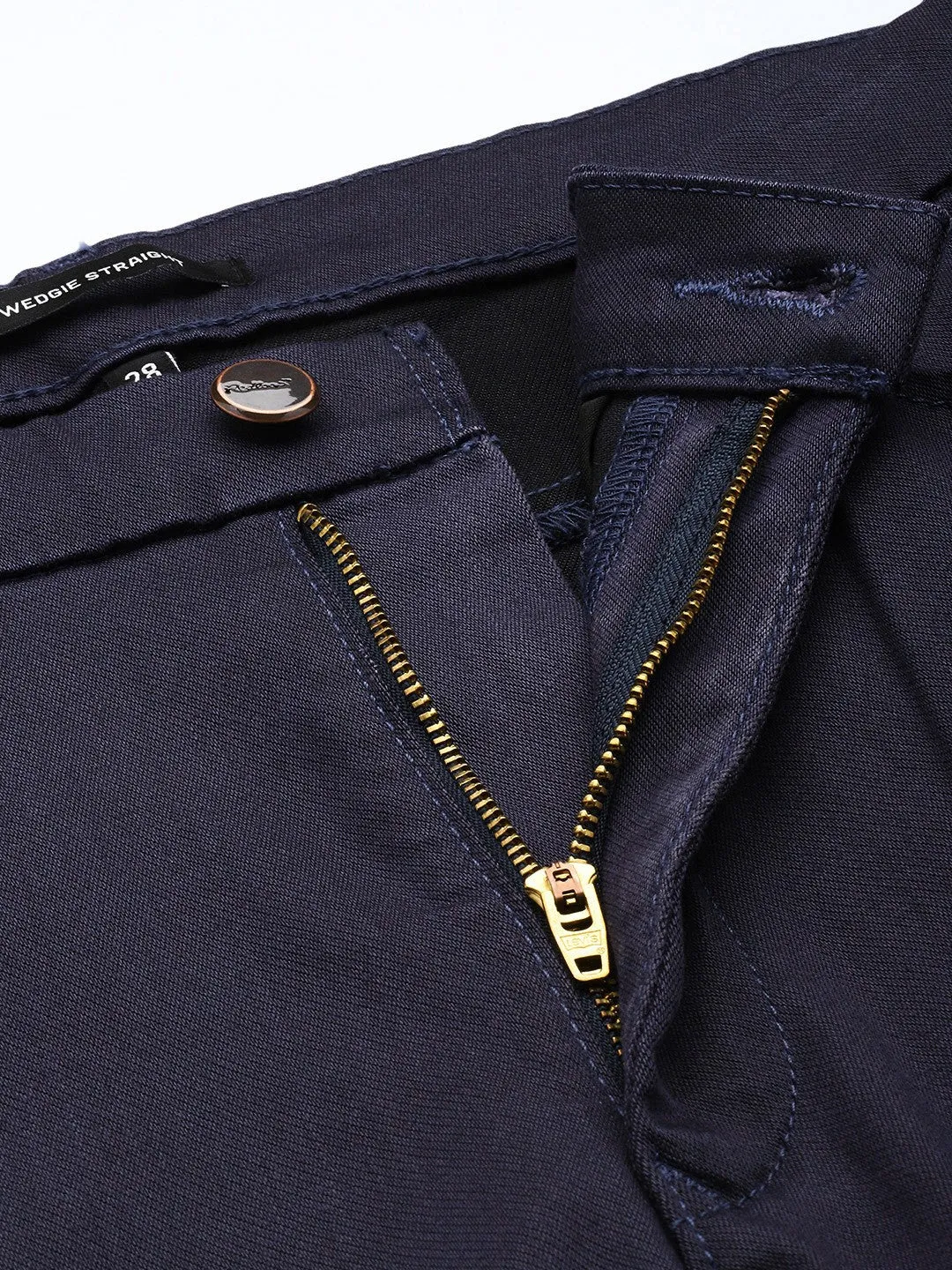 Women's High Rise Navy Straight Fit Trousers