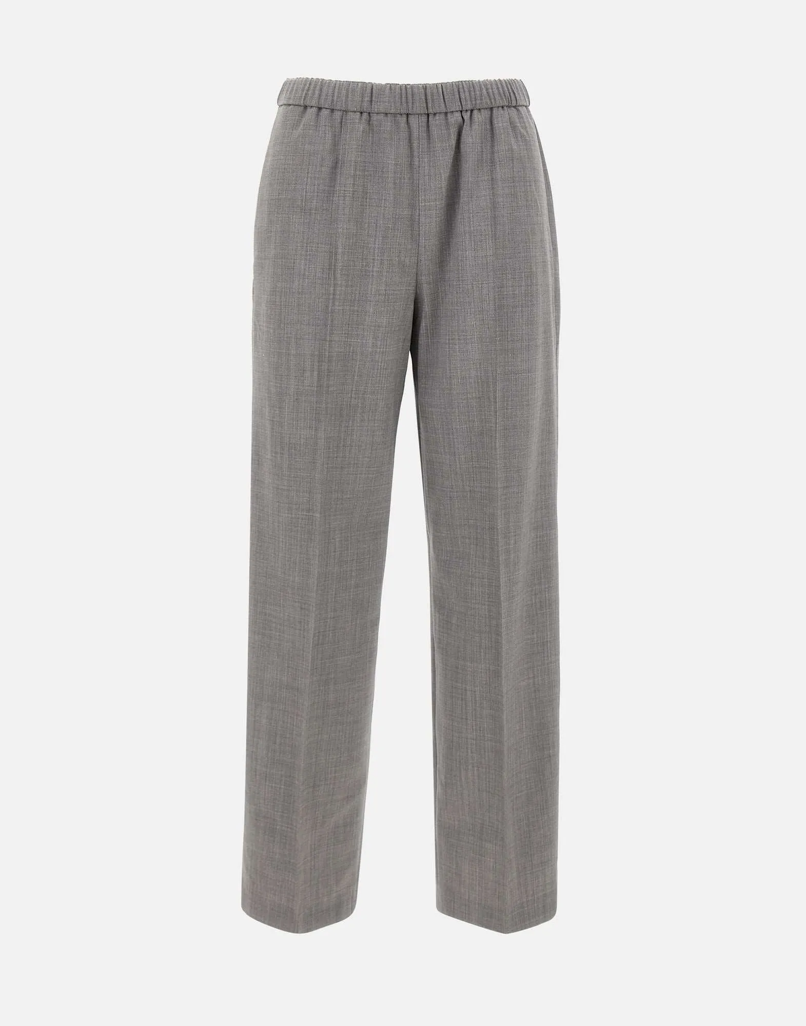 Wool Blend Grey Trousers with Stripes