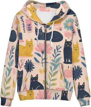 Zip Up Hoodies for Women Casual Loose Fit Aesthetic Animal Print Hoodie Ladies Zipper Sweatshirts